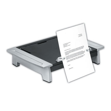 Fellowes® Office Suites Monitor Riser Plus, 19.88" X 14.06" X 4" To 6.5", Black-silver, Supports 80 Lbs freeshipping - TVN Wholesale